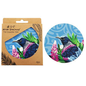 Kiwiana: Coaster Set NZ Tui 4pc 10cm