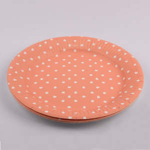 Luxe Coral: 12pk 18cm Coral Dotty Paper Plates