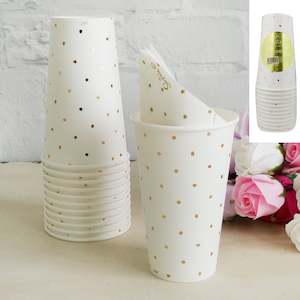 Shmick Sophisticates Gold Silver: Metallic Gold Dotty Paper Cup 12pk 500ml