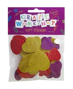 Valentines: Craft Soft Sticker Glitter Hearts