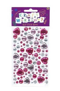 Valentines: Craft Self Stick Gems Pink Hearts