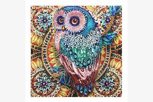 Diamond Art: 5D Diamond Art Owl 20x20cm