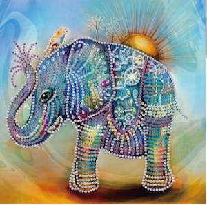 Diamond Art: Rhinestone Diamond Art Elephant 30x30cm