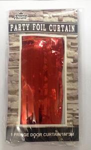Foil Tinsel Curtain 1m x 3m RED