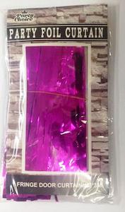 Party Decorations: Foil Tinsel Curtain 1m x 3m HOT PINK