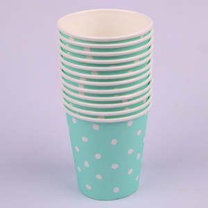 Mint: 12pk 200ml Mint Dotty Paper Cups