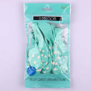 Mint: 6 Mint Dotty Balloons 30cm