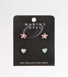 EARRINGS HEART & PINK FLOWER
