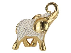 Animals: 17cm Gold Elephant w/Lotus