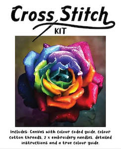 Cross Stitch: Cross Stitch 30x30cm Colourful Rose