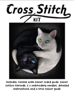 Cross Stitch: Cross Stitch 30x30cm Black& White Cat