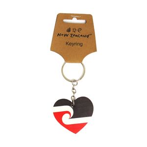 Kiwiana: Keyring NZ Maori Flag Heart 6.5cm