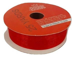Ribbon: Organza Ribbon 2cm x 22.86m RED