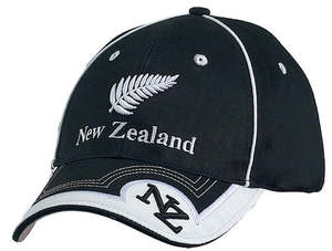 Cap Blk Fern Embroidered Peak