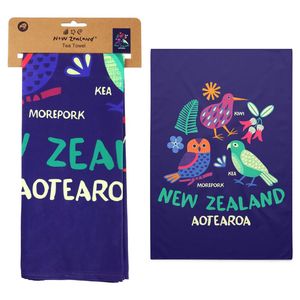 Tea Towel NZ Birds Navy Blue 50x70cm