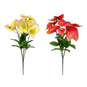 Artificial Plants: Mini Anthurium Bunch 6 Head 37cm 2 Assorted