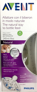 Breastfeeding Aids: Avent Natural Glass Bottle - 240 ml BPA Free Anti-Colic Baby Bottle
