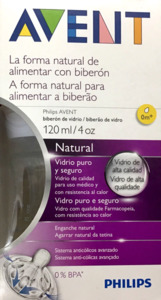 Avent Natural Glass Bottle 120ml for Babies - BPA-Free Feeding Bottle