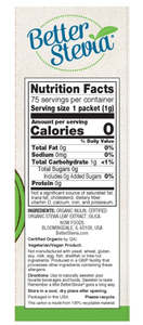 BetterStevia® Organic powder – 75 Packets / Box