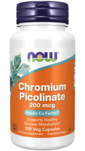 Diabetes Monitoring: now Chromium Picolinate 200 mcg 100 Veg Capsules