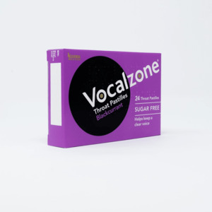Vocalzone Throat Pastilles Sugarfree Blackcurrant for Soothing Relief - 24 Pack