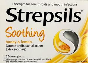Strepsils Lemon Honey Lozenges 16 Pack (2 Pack) for Soothing Throat Relief