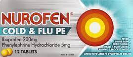 Anti Inflammatories: Nurofen PE cold and flu 12 tablets