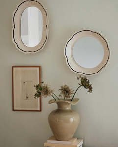 BROSTE Mirror Hilma Round - Off-White/Black