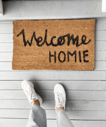 Doormats: WELCOME HOMIE - STAMPED