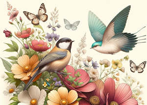 Mint Large Decoupage Papers: The Friendly Garden Decoupage Paper