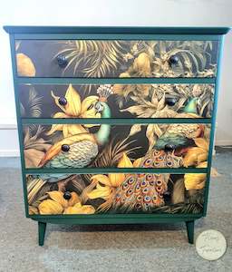 Painted Furniture: Botanical Peacock Drawers