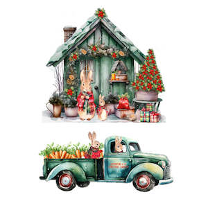 Christmas Decoupage Papers: Christmas Transfer - Christmas Cottontails 1 - AVAILABLE FOR PRE-ORDER
