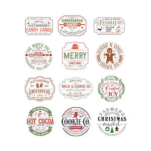 Christmas Decoupage Papers: Christmas Transfer - Christmas Labels 5 - AVAILABLE FOR PRE-ORDER