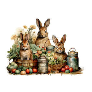 Easter Decoupage Papers Transfers: Easter Transfer - Vintage Bunny 2 - AVAILABLE FOR PRE-ORDER