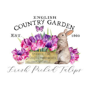 Easter Decoupage Papers Transfers: Farm Style Transfer - Country Garden - AVAILABLE FOR PRE-ORDER