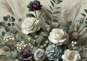 Mint Large Decoupage Papers: Winter Petals Decoupage Paper