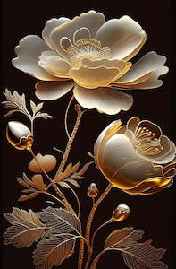 Golden Bloom 1 Decoupage Paper