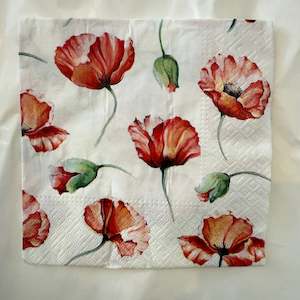 Napkins: Napkin - Poppy Drawing