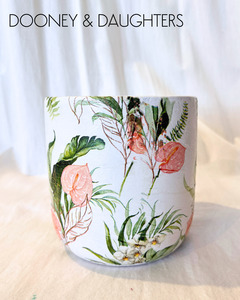 Decorated Ceramics: Large Pot - Tropical Pink Flower