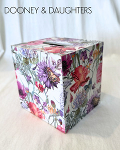 Purple Flowers Square Tissue Box