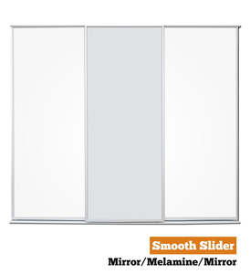 Sliding Doors: Smooth Slider - Triple - Mirror-Melamine-Mirror
