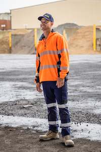 Branded Workwear: BK6571T Bisley Flex & Move Hi Vis Taped Liquid Repellent Fleece Hoodie