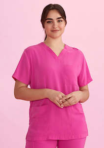 Scrubs: CST250US BizCare Unisex Pink V-Neck Scrub Top - Clearance