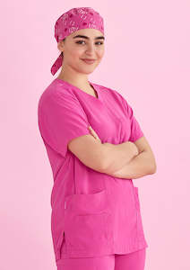 Scrubs: CSC246U BizCare Unisex Pink Printed Scrub Cap - Clearance
