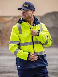 Hi Vis: BJ6078T Bisley Taped Two Tone Hi Vis 3 In 1 Soft Shell Jacket