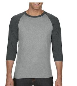 2184 Anvil Adult Heavyweight Raglan 3 Qtr Sleeve Tee - CLEARANCE