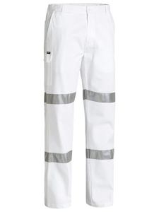 Bisley: BP6808T Bisley 3M Taped Cotton Drill White Work Pant - Regular