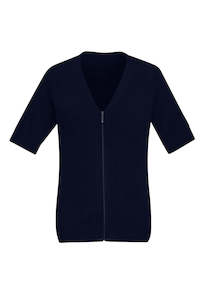 Merino Apparel: CK962LC BizCare Womens Zip Front Short Sleeve Knit