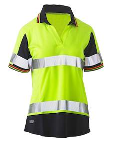 BKL1225T Bisley Womens Short Sleeve Taped Two Tone Hi Vis V-Neck Polo