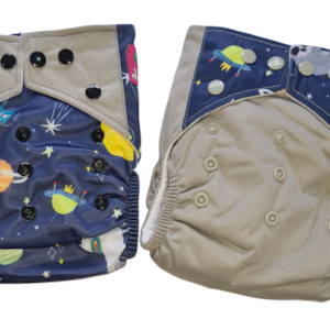 Nappies Changing: Grey Night Cloth Nappies (Twin pack)